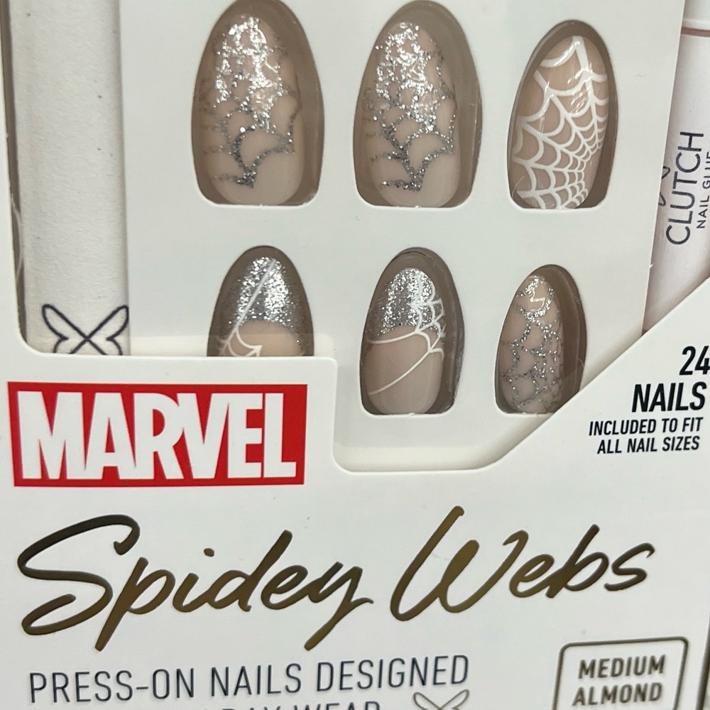 NEW Clutch Nails Spidey Web Marvel Press on nails Medium Almond New Sealed